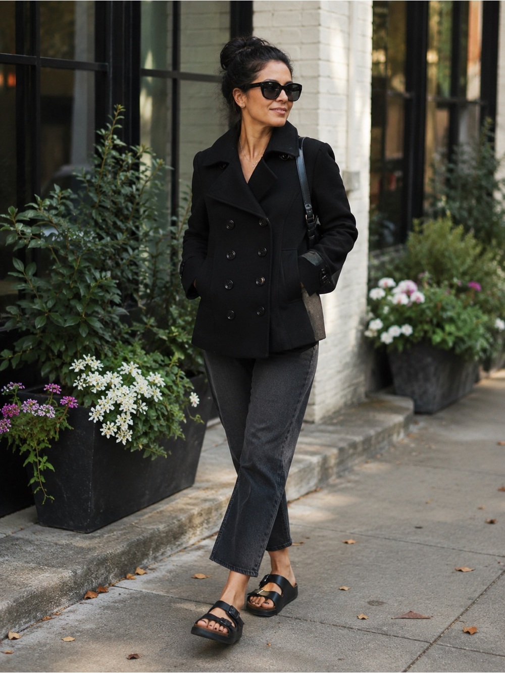 Guess black wool blend peacoat medium cottagecore